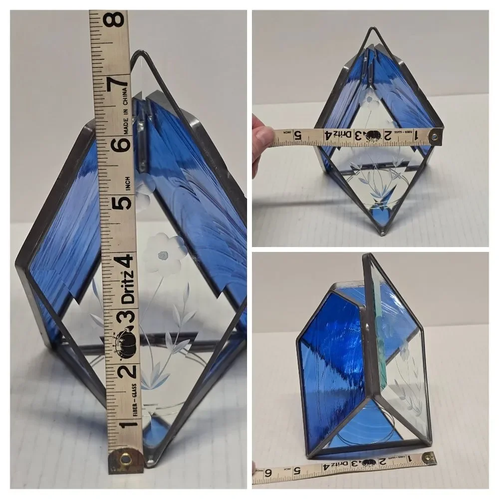 Vintage Stained Glass Tea Light Votive MCM Avant Garde Candle Holder